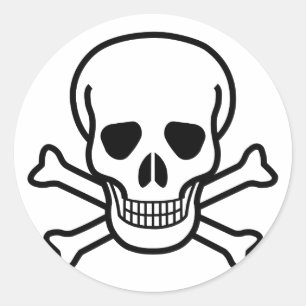 Skull and Crossbones death symbol Classic Round Sticker