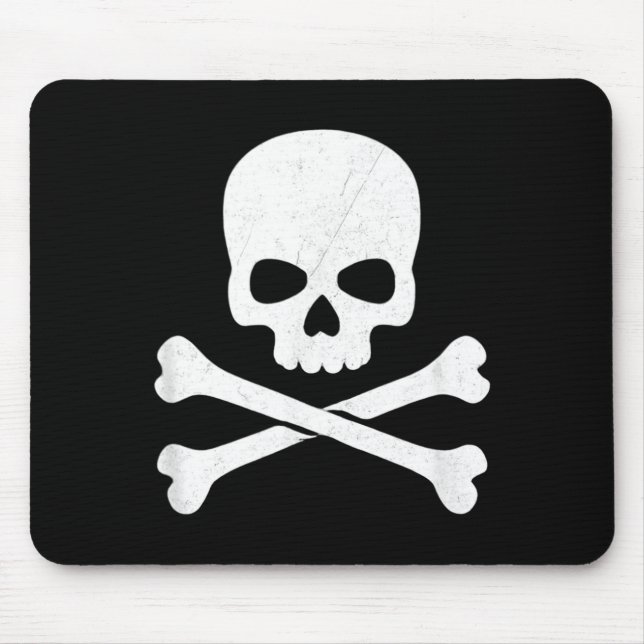 Skull and crossbones ghost pirate jolly roger mouse pad (Front)