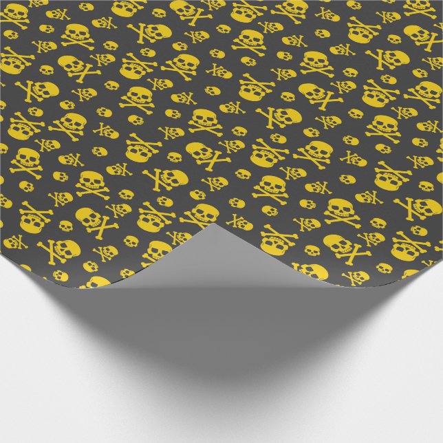 Skull and Crossbones Gold Wrapping Paper (Corner)