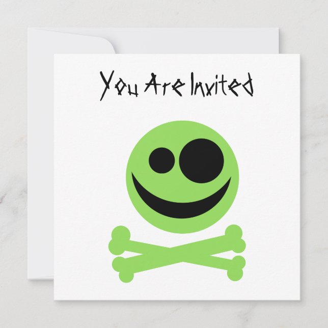 Skull and Crossbones. Green and Black. Invitation (Front)