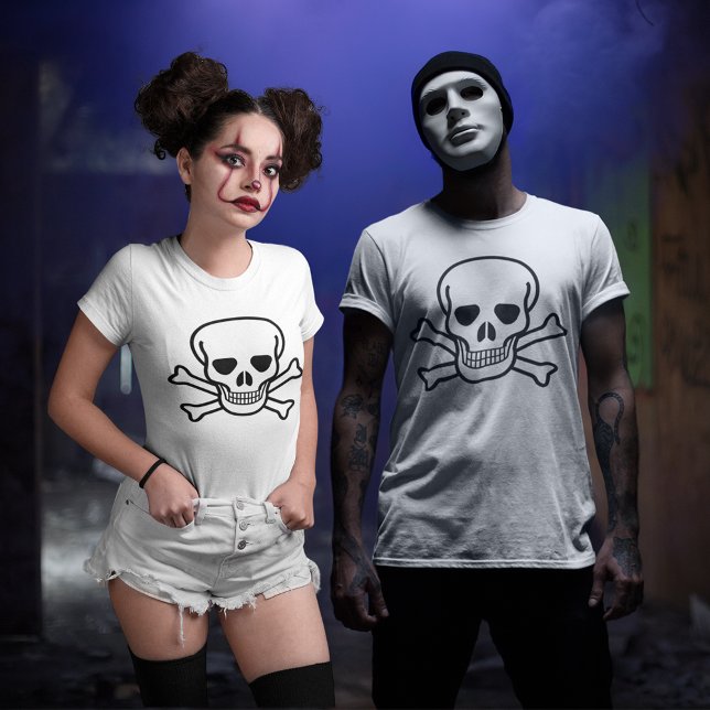 Skull and Crossbones Halloween Light Unisex T-Shirt (Skull and Crossbones Halloween Light Unisex T-Shirt)