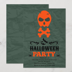 Skull and Crossbones Halloween Party Invitation