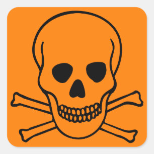 Skull and Crossbones Hazard Square Sticker
