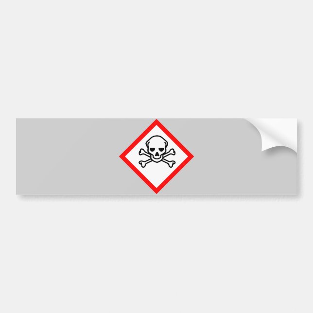 Skull and Crossbones Hazard Symbol Bumper Sticker (Front)