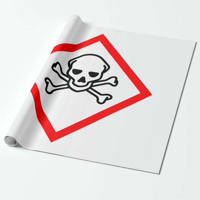 Skull and Crossbones Hazard Symbol Wrapping Paper (Unrolled)