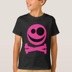 Skull and Crossbones. Hot Pink and Black. T-Shirt