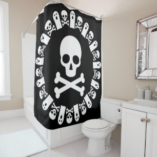 Skull and Crossbones in Border Shower Curtain