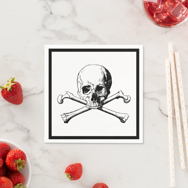 Skull and Crossbones Jolly Roger Cocktail  Napkin (Insitu)