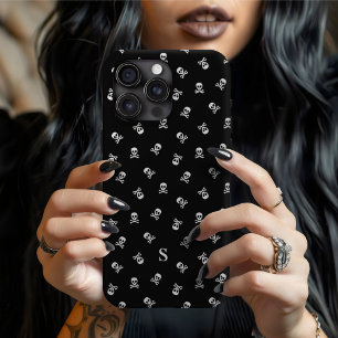 Skull and Crossbones Monogrammed Halloween iPhone 15 Pro Max Case