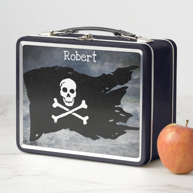 Skull and Crossbones Monogrammed Lunch Box (In Situ)
