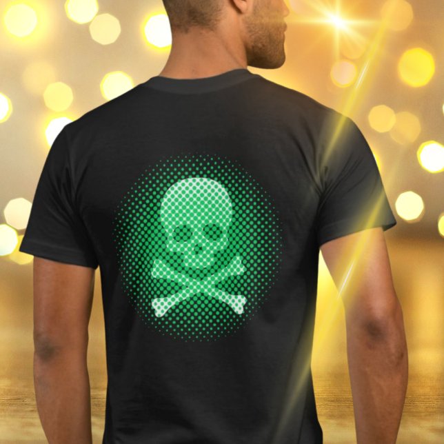 Skull and Crossbones Neon Green Cool Modern Gothic T-Shirt (Creator Uploaded)