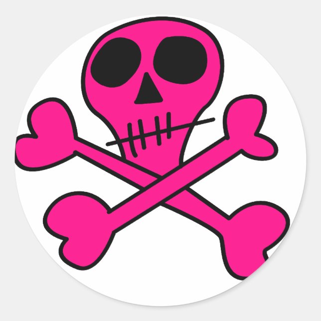 Skull and Crossbones Pattern Classic Round Sticker (Front)