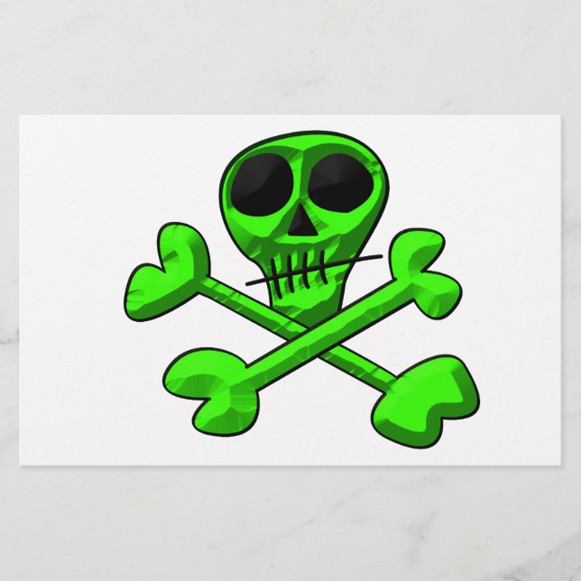Skull and Crossbones Pattern Stationery (Front)