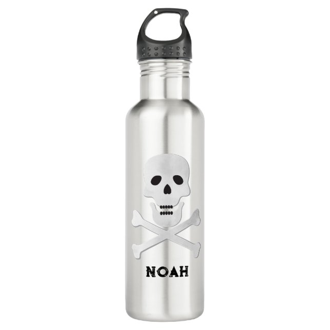 Skull and Crossbones Personalized Water Bottle (Front)