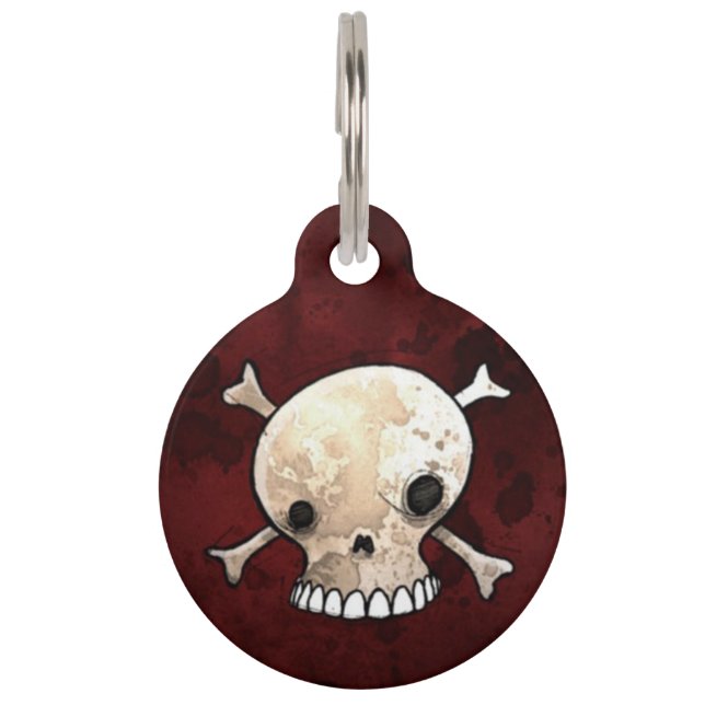 Skull and Crossbones Pet ID Tag (Front)