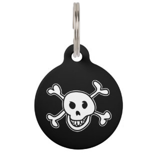 Skull and crossbones pet tags for dog or cat