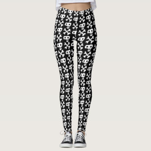 Skull and crossbones Pirate Design Black & White Leggings