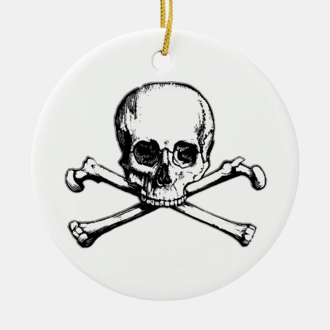 Skull and Crossbones Pirate Icon Ceramic Ornament (Front)