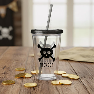 Skull and Crossbones Pirate Name Acrylic Tumbler