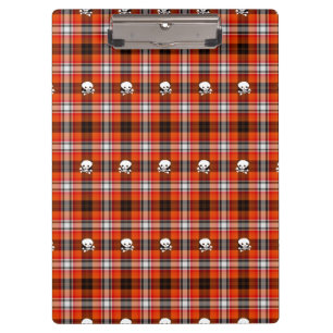 Skull and Crossbones Red and Black Plaid Clipboard
