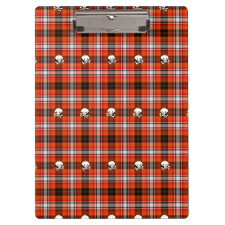 Skull and Crossbones Red and Black Plaid Clipboard