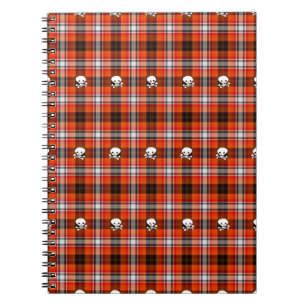Skull and Crossbones Red and Black Plaid Notebook