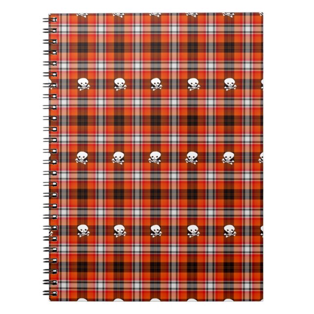 Skull and Crossbones Red and Black Plaid Notebook (Front)