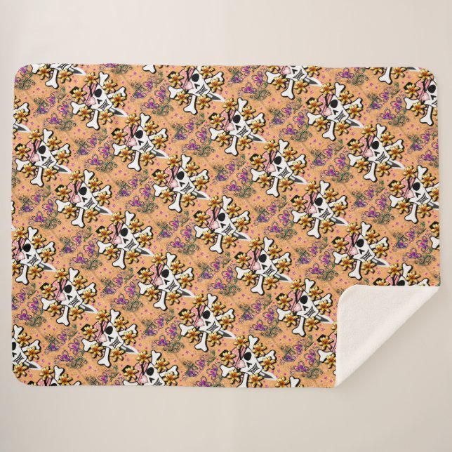Skull and Crossbones Sherpa Blanket (Front (Horizontal))