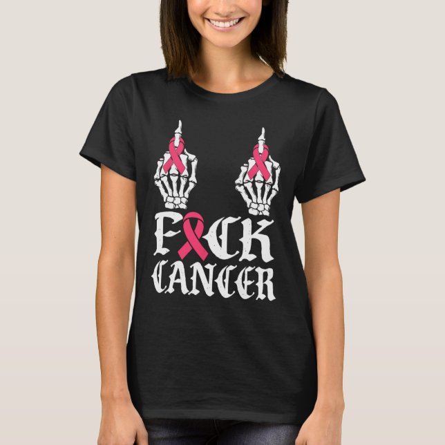 Skull And Crossbones Skeleton Breast Cancer 1  T-Shirt (Front)