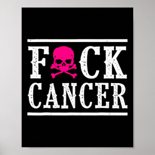 Skull And Crossbones Skeleton Breast Cancer Poster