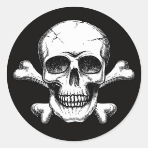 Skull and Crossbones Toxic Sign Symbol Classic Round Sticker