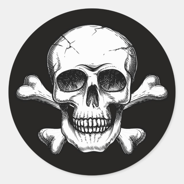Skull and Crossbones Toxic Sign Symbol Classic Round Sticker (Front)