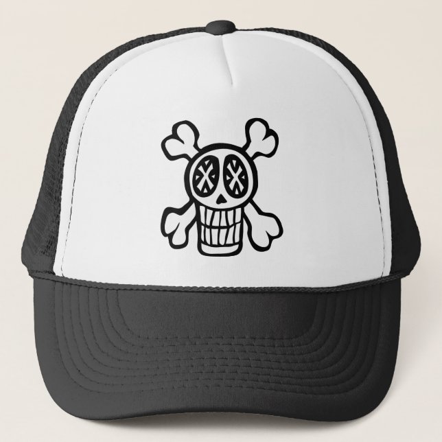 skull and crossbones trucker hat (Front)