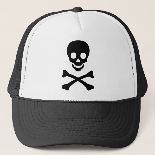 Skull and Crossbones Trucker Hat (Front)