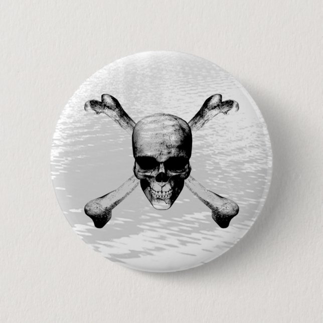 Skull and Crossbones w/Watery Background 2 Inch Round Button (Front)