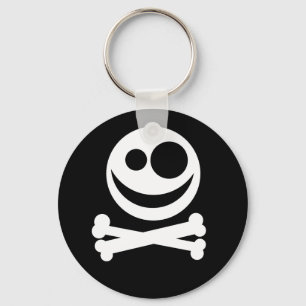Skull and Crossbones. White and Black. Keychain