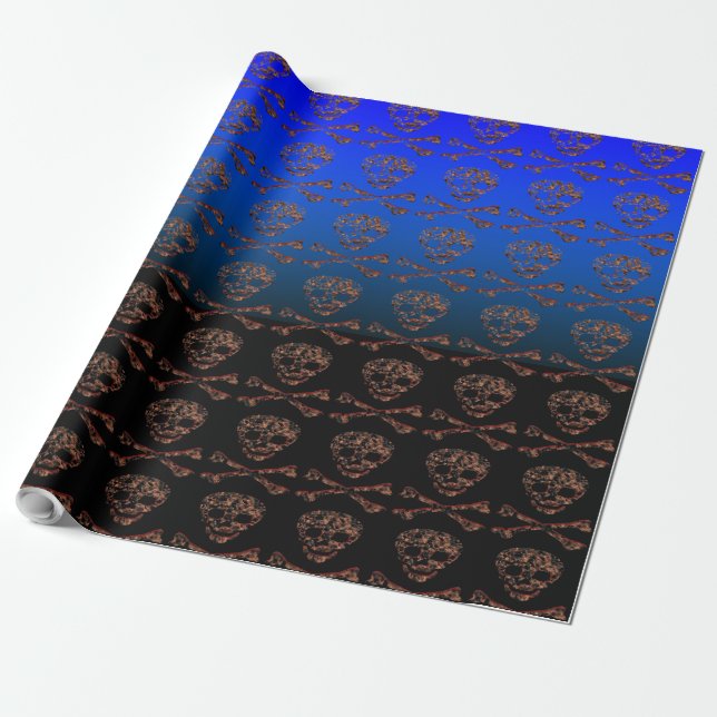 Skull and Crossed Bones #4 Wrapping Paper (Unrolled)