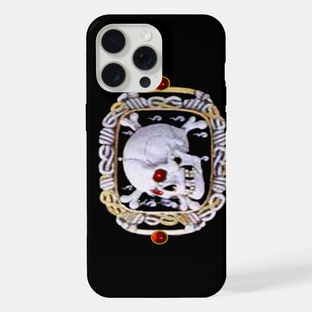SKULL AND CROSSED BONES RUBY  RENAISSANCE JEWEL iPhone CASE (Back)