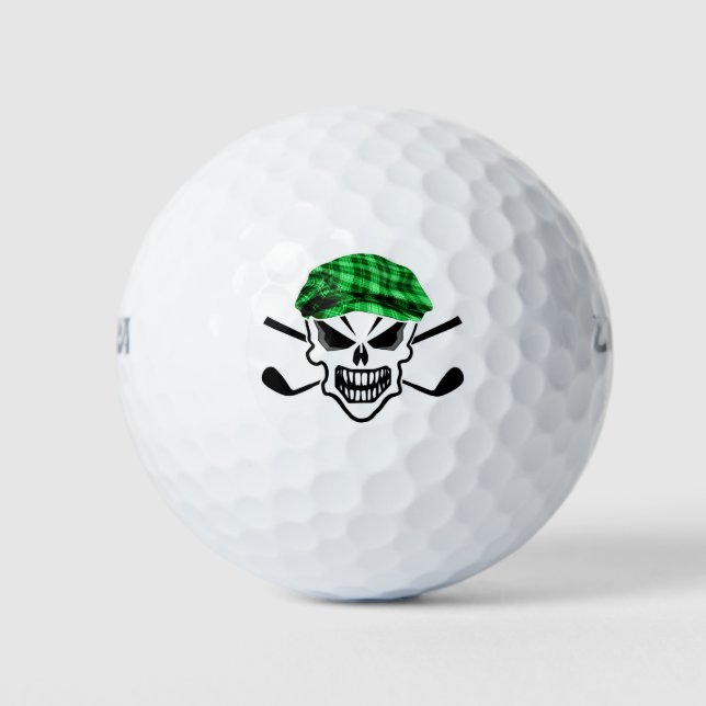 Skull and Crossed Golf Clubs Golf Balls (Front)