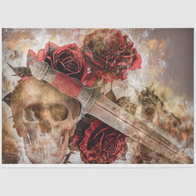 Skull and Dagger Decoupage Paper (Front)