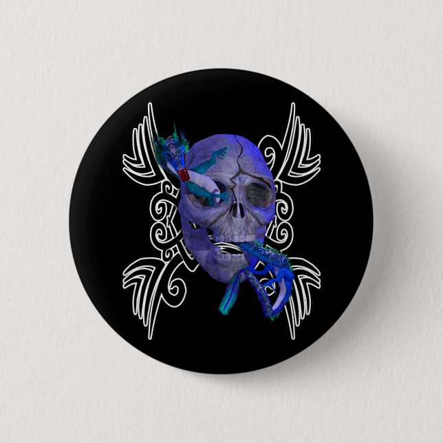 Skull and Dragon Tattoo Button (Front)