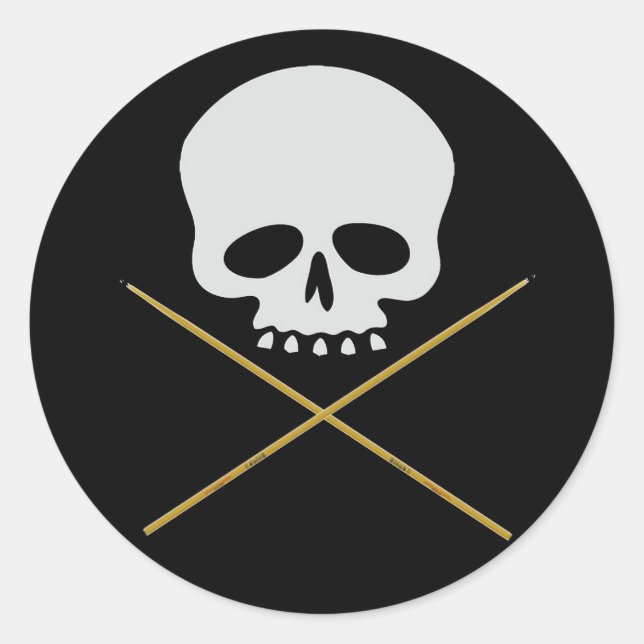 Skull and Drumstick Crossbones Classic Round Sticker (Front)