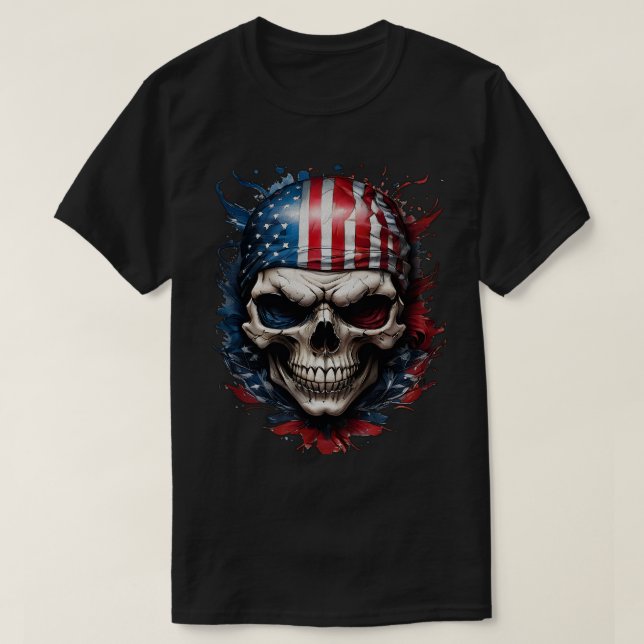 Skull and flag no 2 T-Shirt (Design Front)