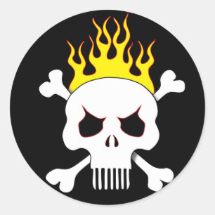 Skull and flames stickers