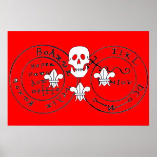 SKULL AND FLEUR DE LISE  / PIRATES TREASURE MAPS, POSTER