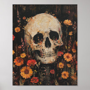 Skull and Flowers 8x10 Poster