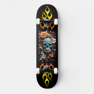 Skull and Flowers, Fire, Speed, Skateboard