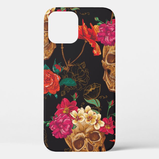 Skull and Flowers Seamless Background Case-Mate iPhone Case (Back)