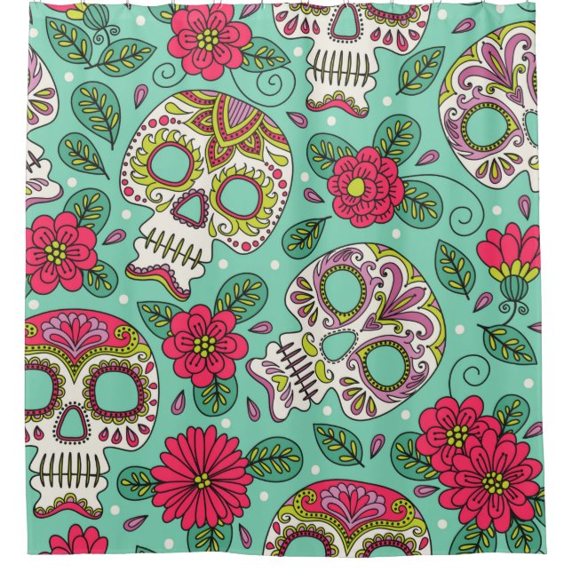 Skull and Flowers. Seamless Background. Mexican da (Front)