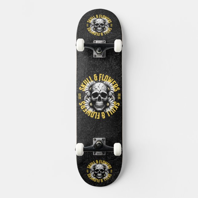 Skull and Flowers Skateboard (Front)